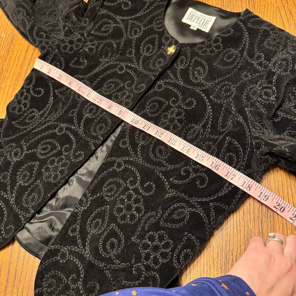 Vintage Yves Cossette Depeche Mode Black Velvet Blazer Jacket Women’s Size 8 - Picture 9 of 10